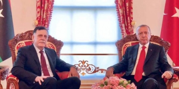 الرئيس التركي رجب طيب أردوغان، ورئيس المجلس الرئاسي فائز السراج